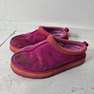 UGG Big Girls Size 4 Tazz Leather Platform Clog Slippers Raspberry